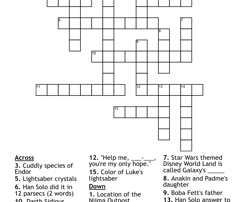 Star Wars Crossword WordMint