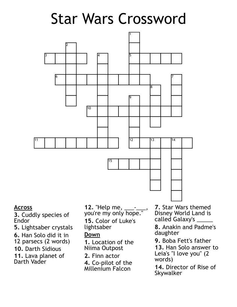 Star Wars Crossword WordMint