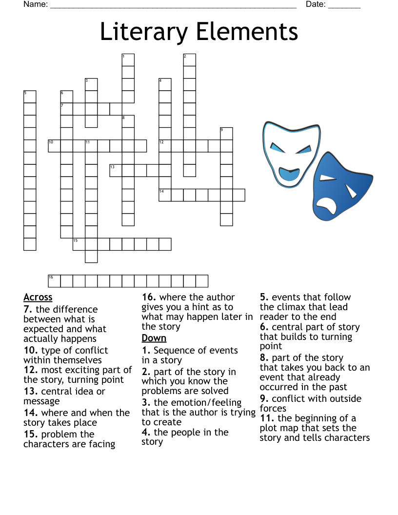 Story Elements Crossword WordMint Story Elements Crossword WordMint
