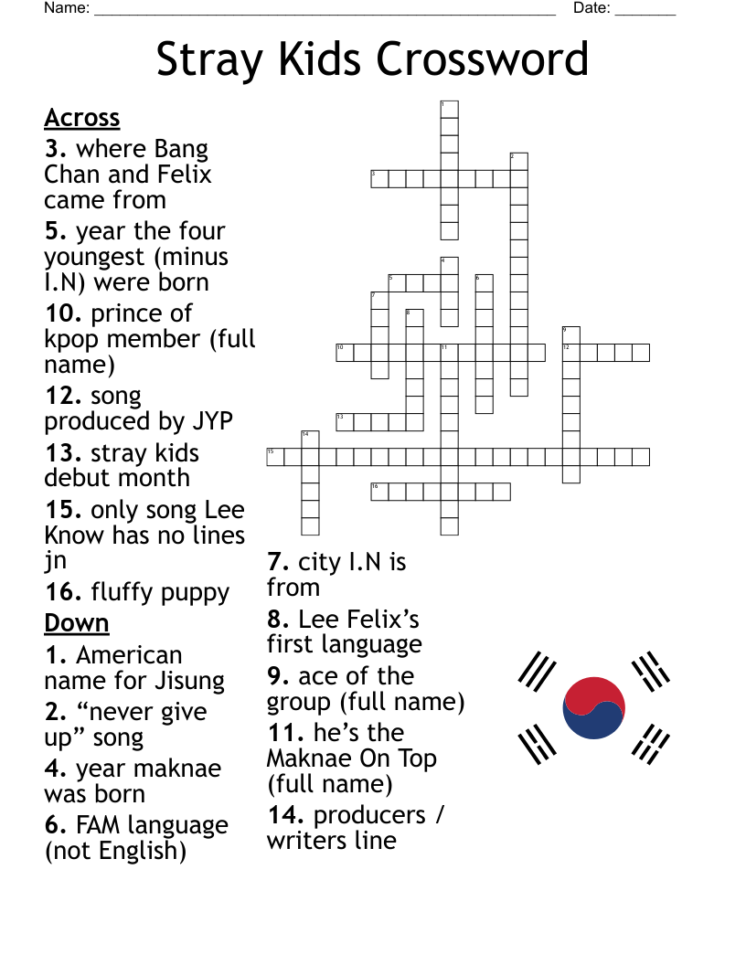 Stray Kids Crossword WordMint