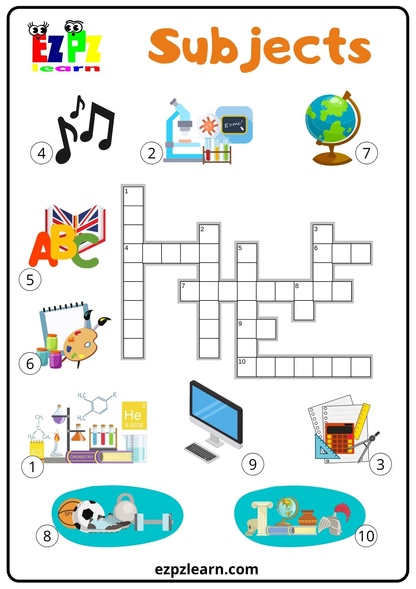Subjects Crossword Ezpzlearn Subjects Crossword Ezpzlearn
