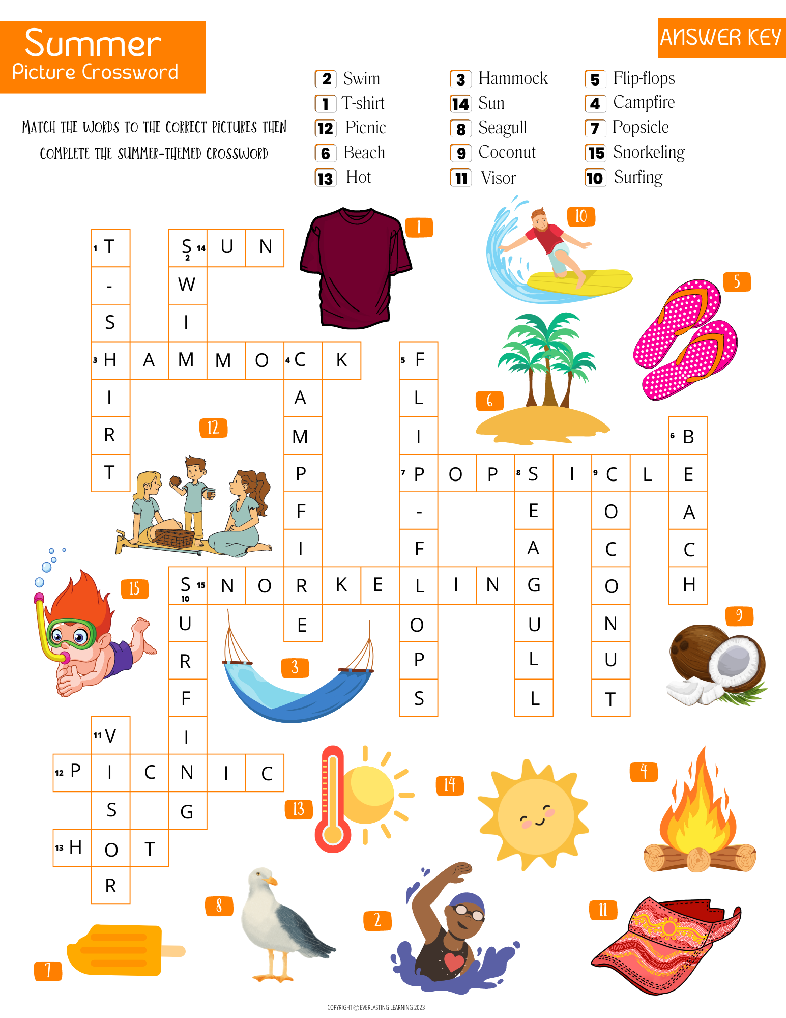 Summer Crossword Puzzle End Of The Year Activity Summer Fun Game Worksheet Made By Teachers Summer Crossword Puzzle End Of The Year Activity Summer Fun Game Worksheet Made By Teachers