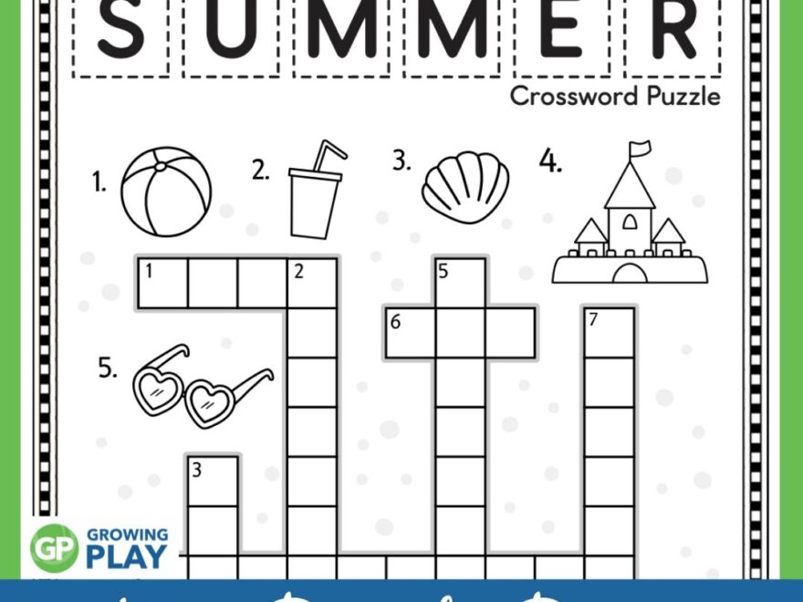 Summer Crossword Puzzle Free Printable Growing Play