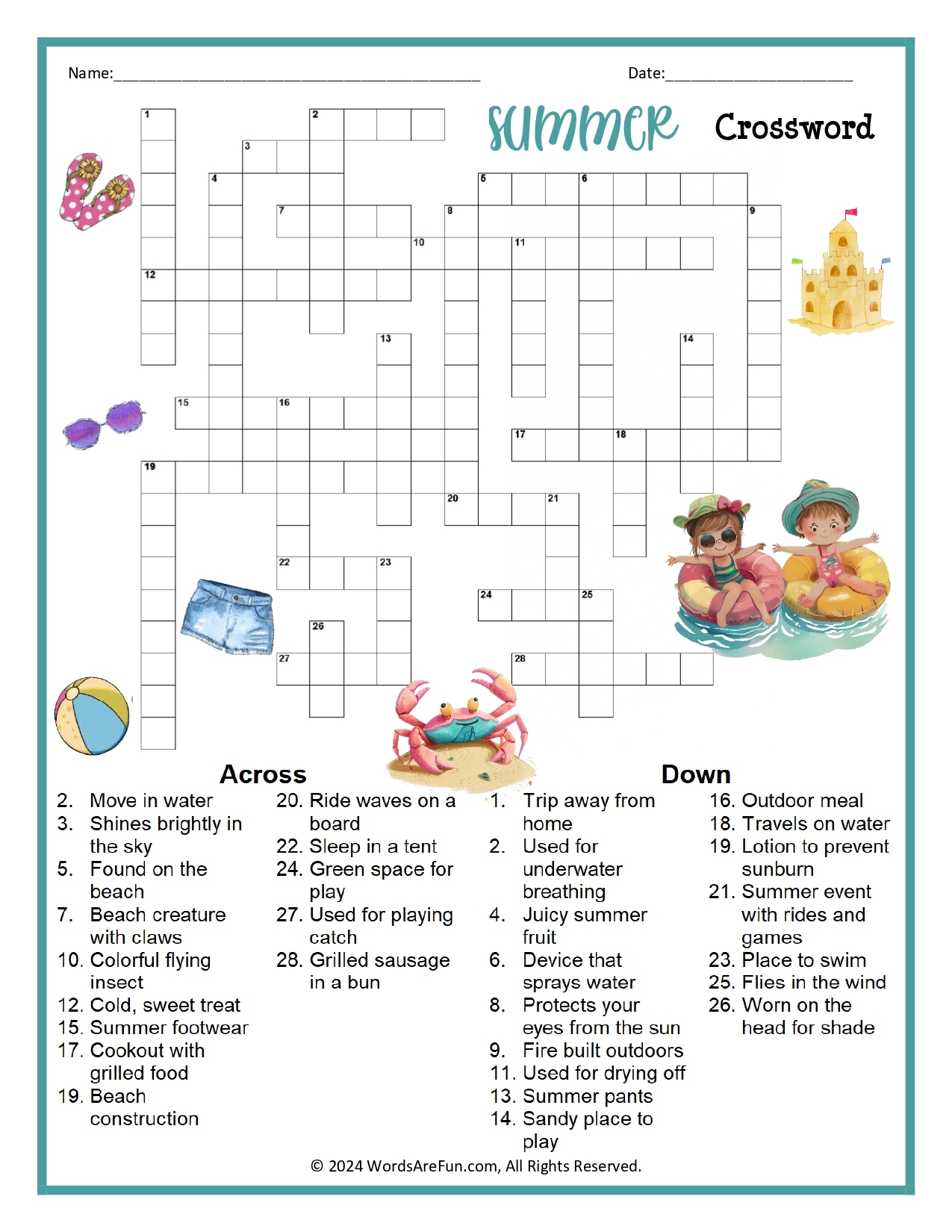 Crossword Puzzles Grade 6 Printable
