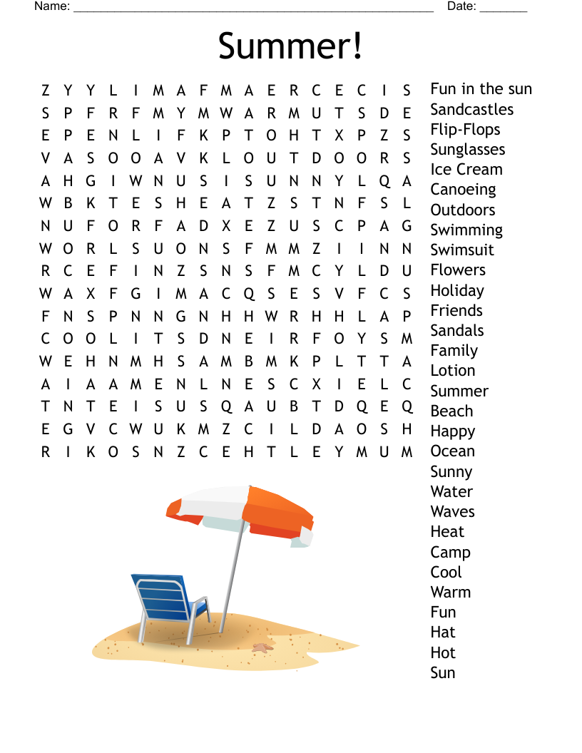 Summer Crossword WordMint Summer Crossword WordMint