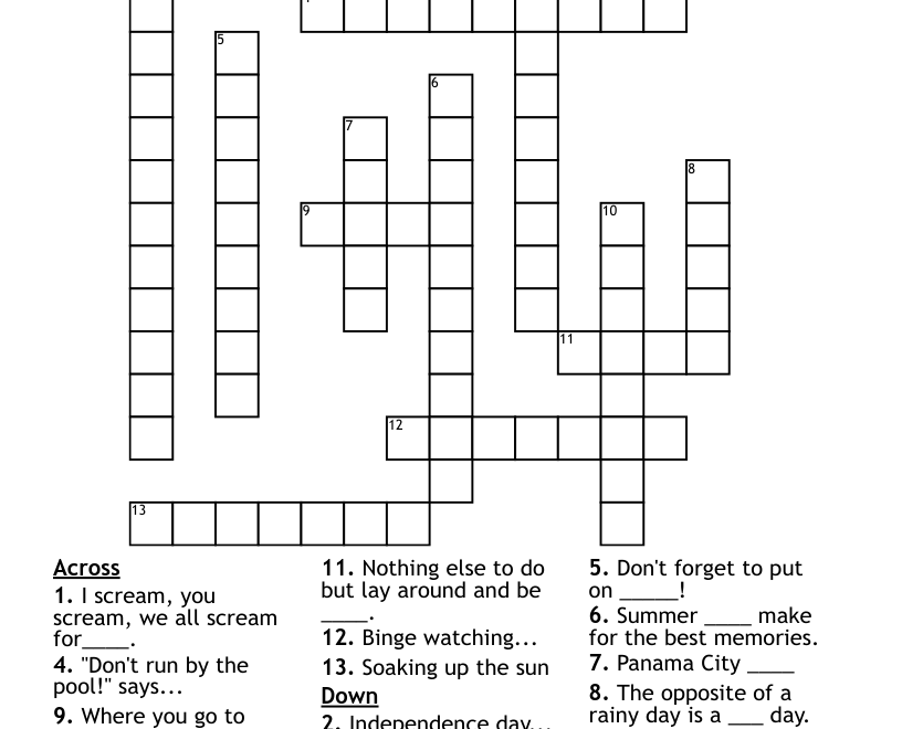 Summer Crossword WordMint