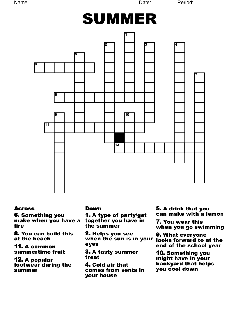 SUMMER Crossword WordMint