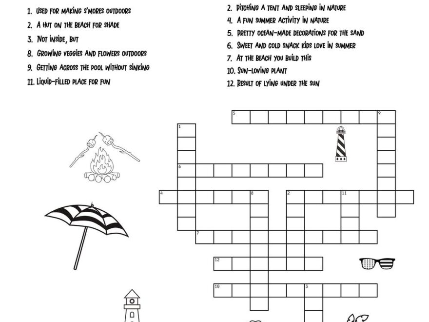 Summer themed Crossword Puzzles Beeloo Printable Crafts And Worksheets Library
