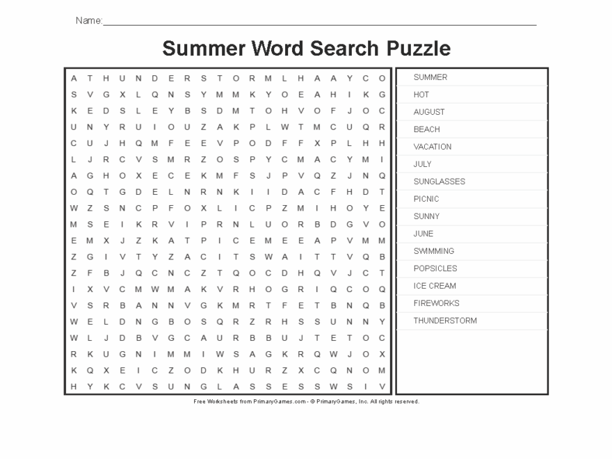 Summer Worksheets Summer Word Search Puzzle Free Online Games At PrimaryGames