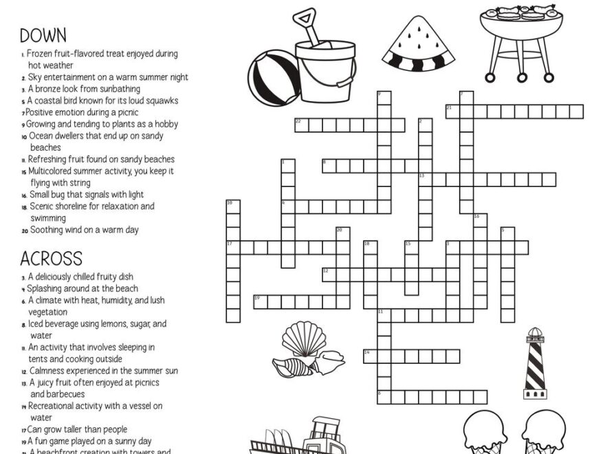 Summertime Crossword Puzzle Beeloo Printable Crafts And Activities For Kids