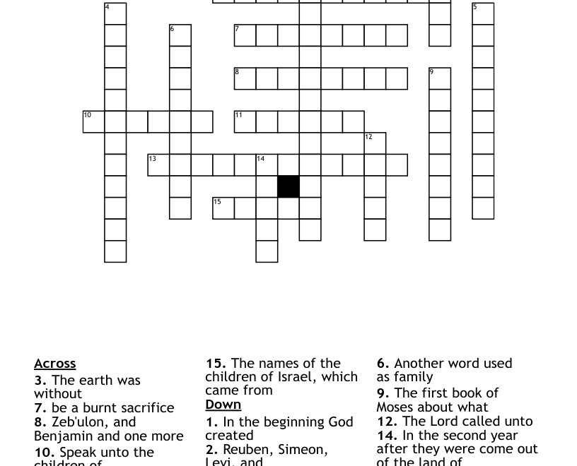 Sunday School Crossword WordMint