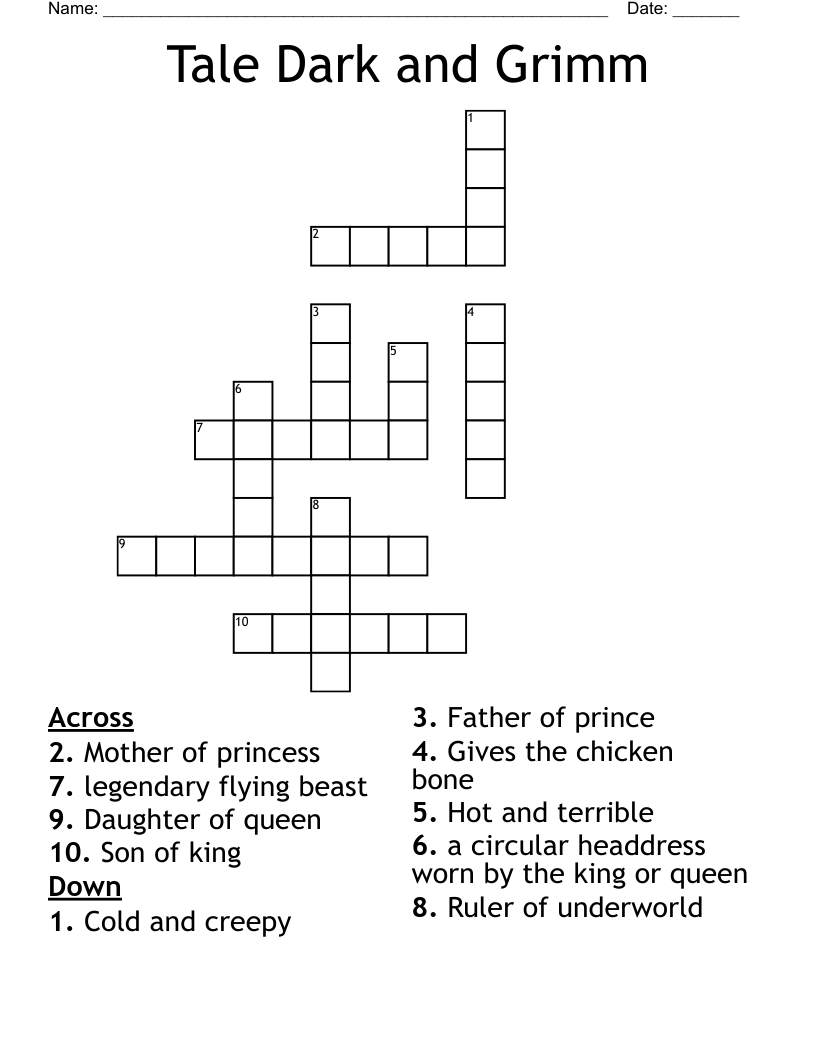 Tale Dark And Grimm Crossword WordMint Tale Dark And Grimm Crossword WordMint