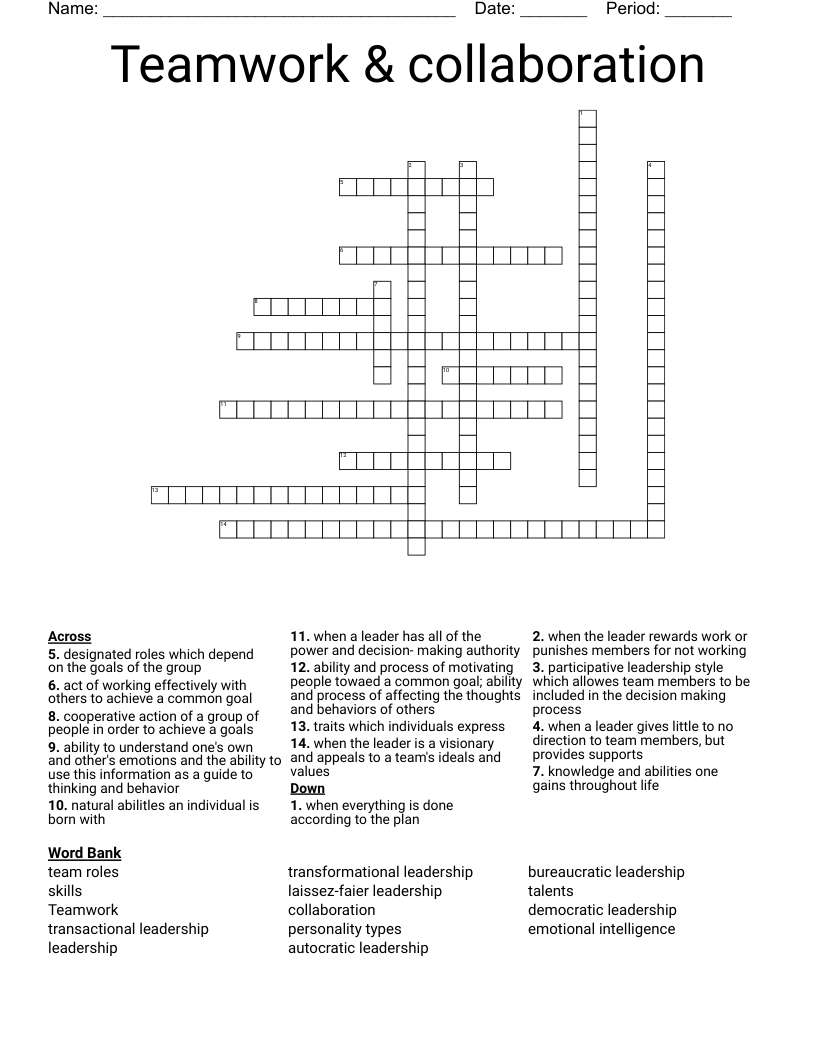 Teamwork Collaboration Crossword WordMint Teamwork Collaboration Crossword WordMint
