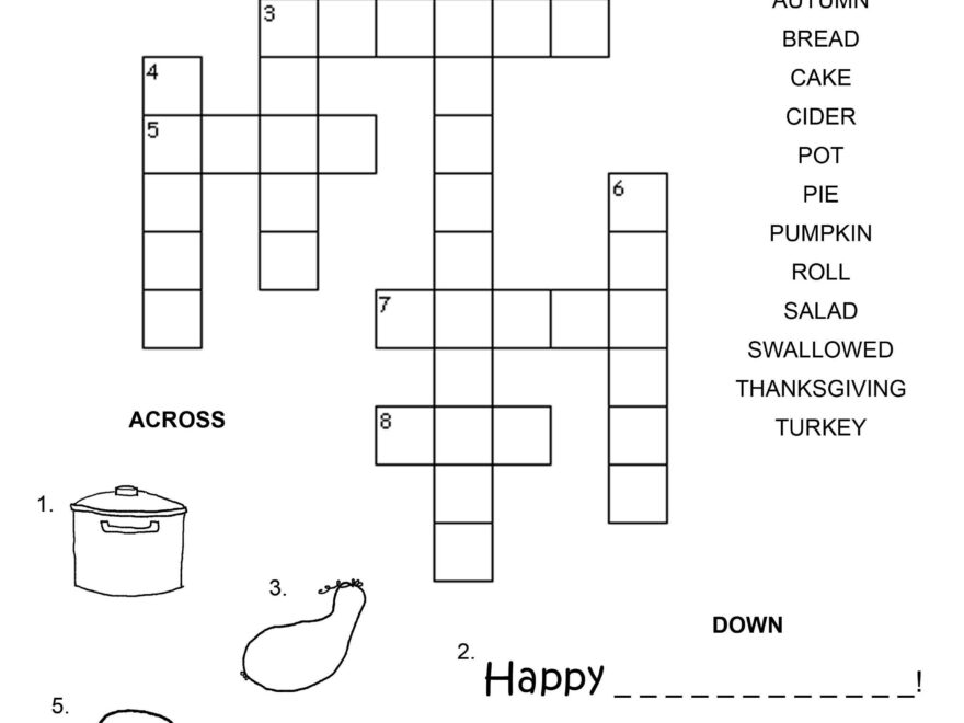 Thanksgiving Crossword Puzzle Best Coloring Pages For Kids