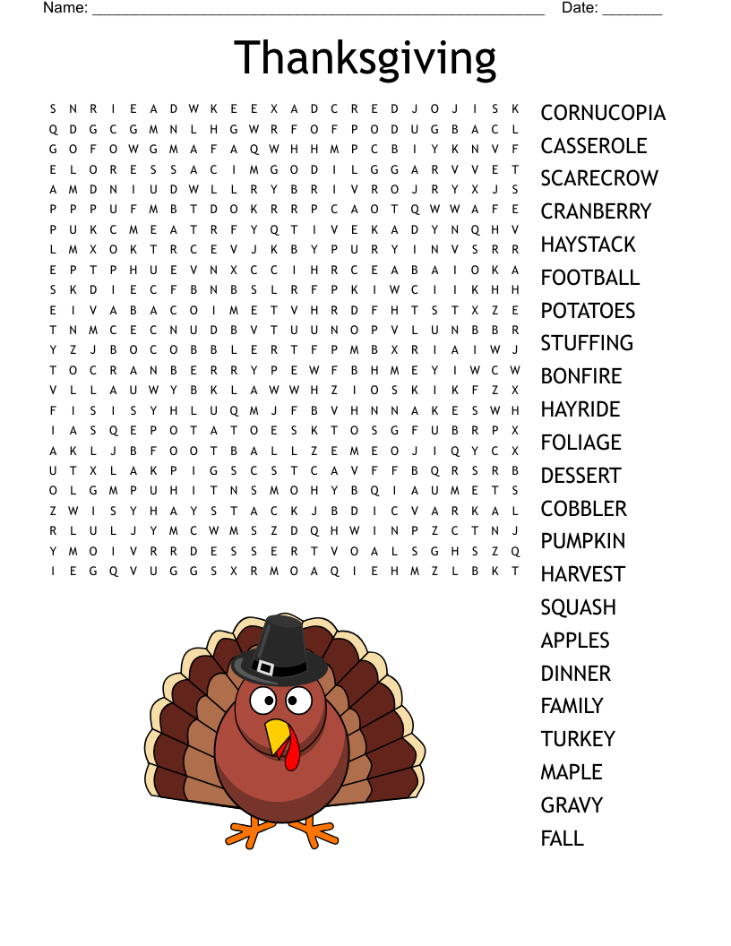 Thanksgiving Crossword WordMint Thanksgiving Crossword WordMint