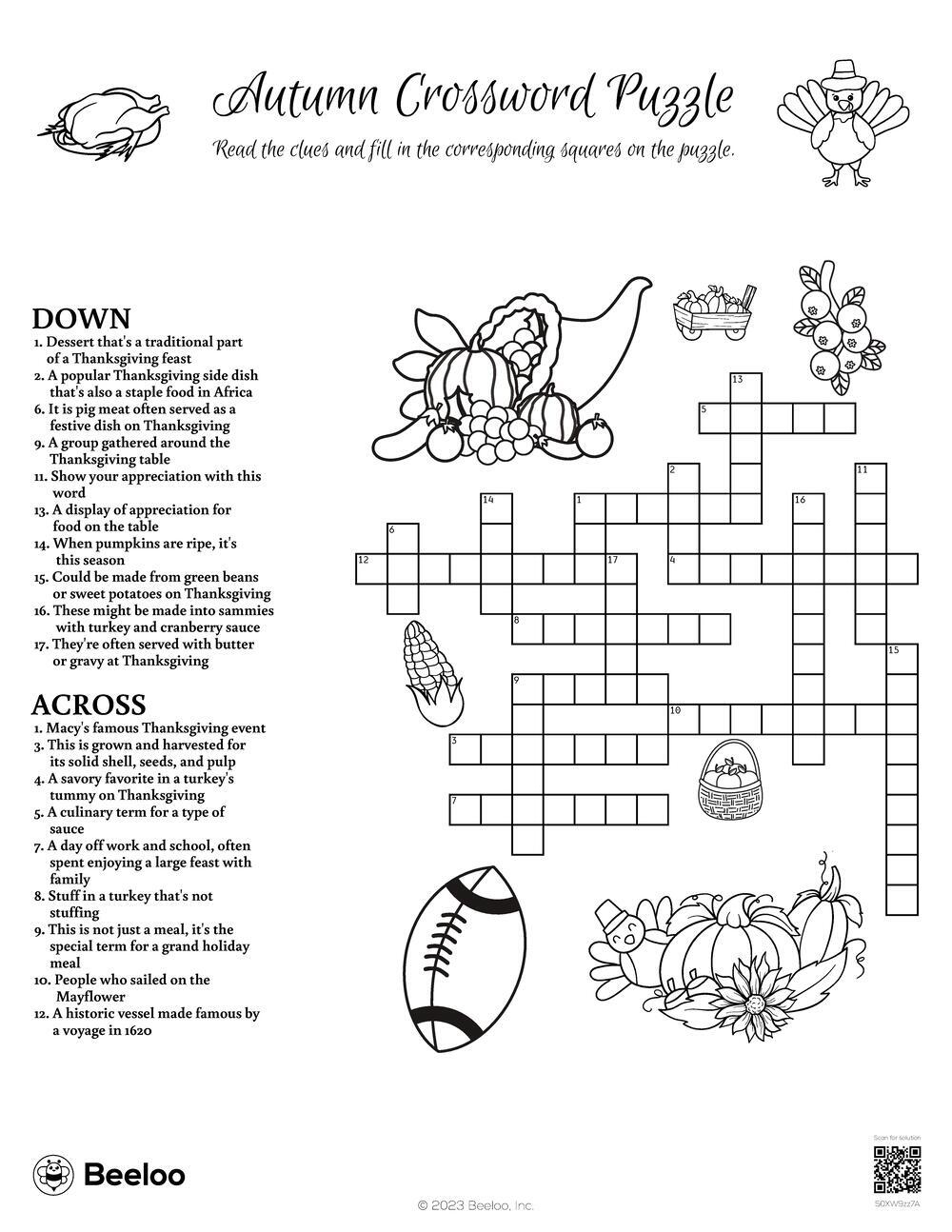 Thanksgiving themed Crossword Puzzles Beeloo Printable Crafts And Activities For Kids Thanksgiving themed Crossword Puzzles Beeloo Printable Crafts And Activities For Kids