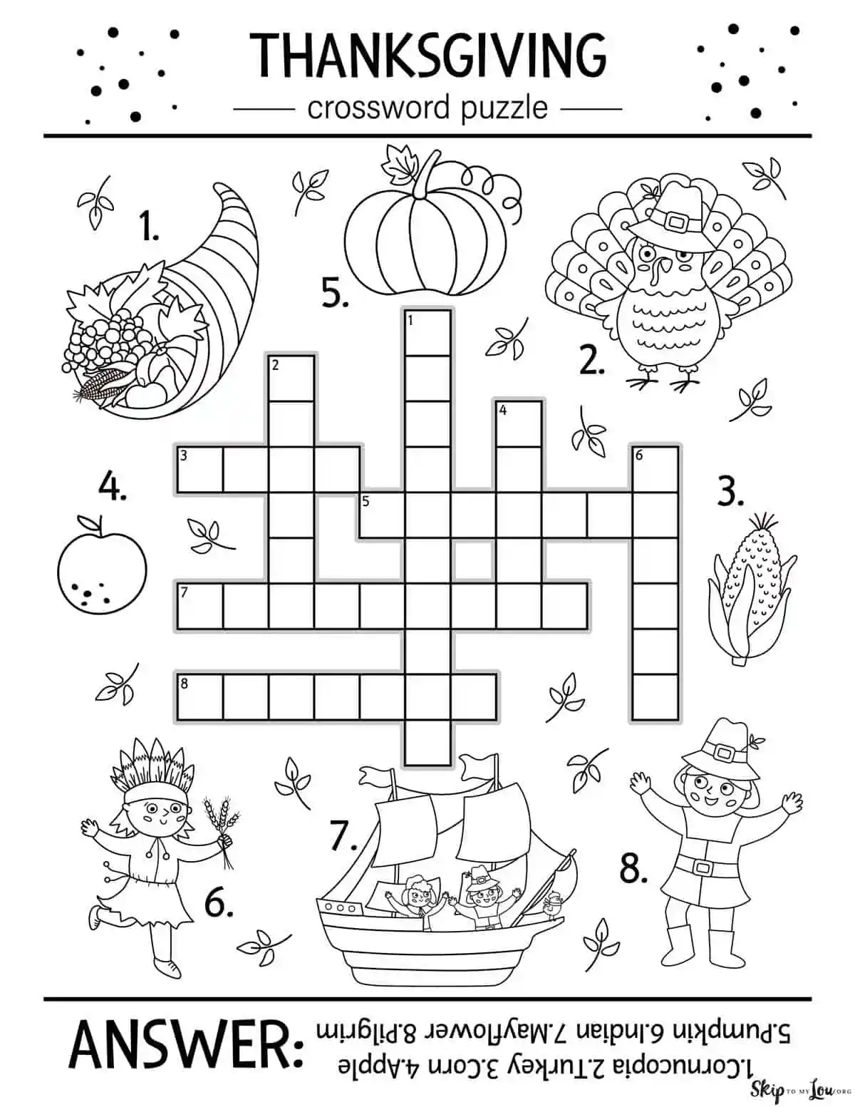 Crossword Thanksgiving Printable Crossword Thanksgiving Printable