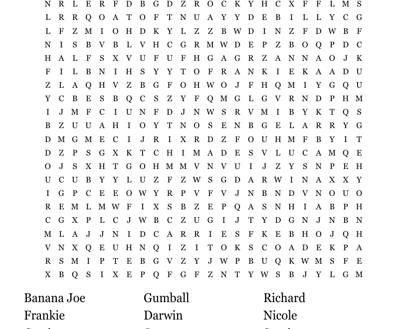 The Amazing World Of Gumball Word Search WordMint