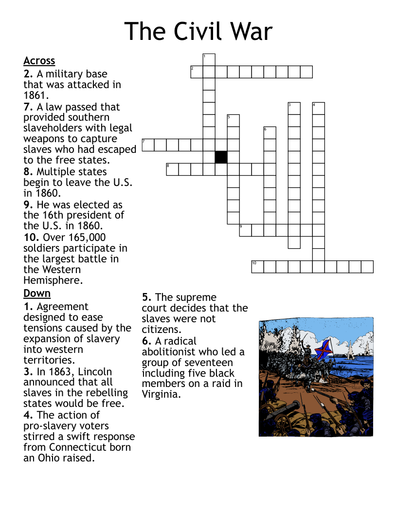 The Civil War Crossword WordMint The Civil War Crossword WordMint