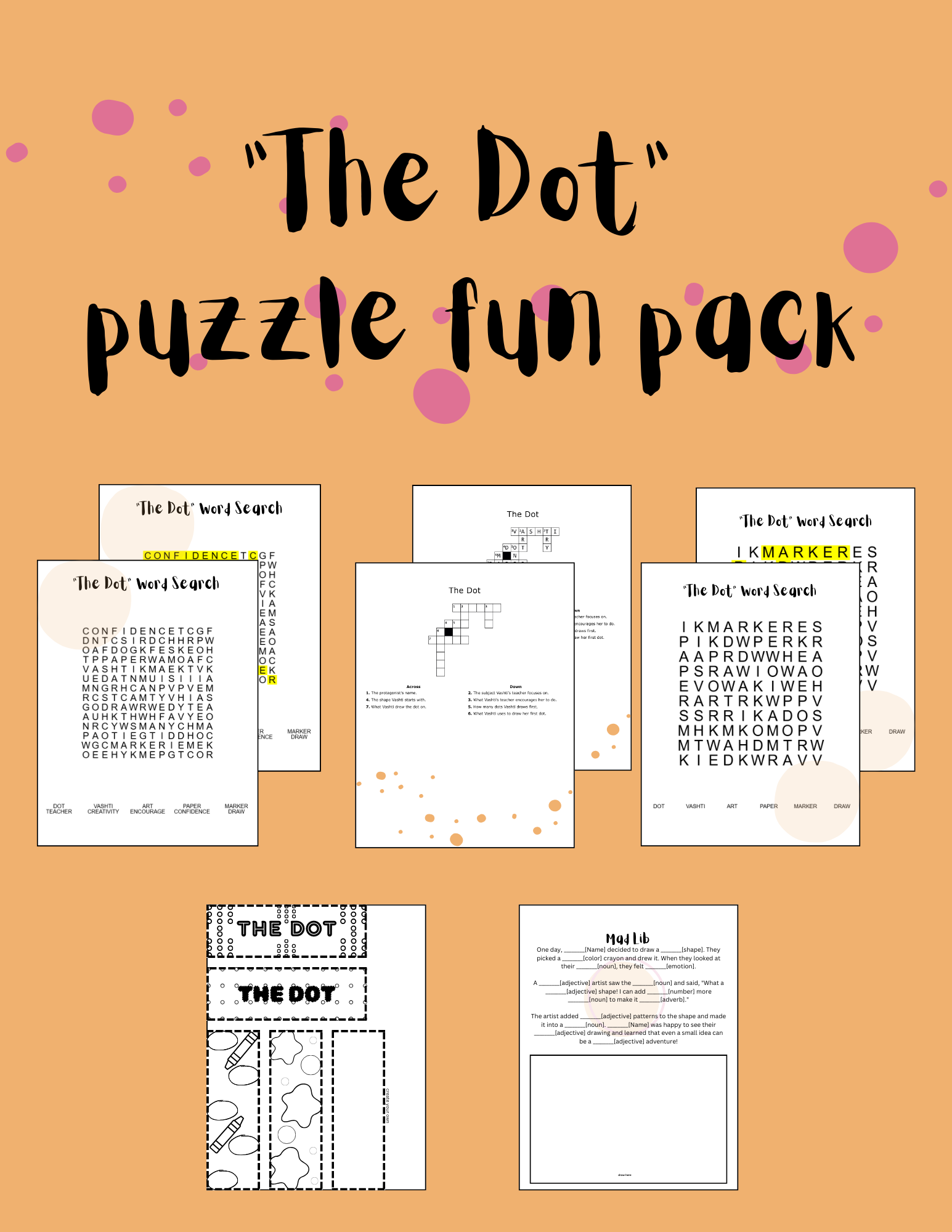 The Dot Peter Reynolds Printable Word Search Crossword Mad Lib Pack Classful The Dot Peter Reynolds Printable Word Search Crossword Mad Lib Pack Classful