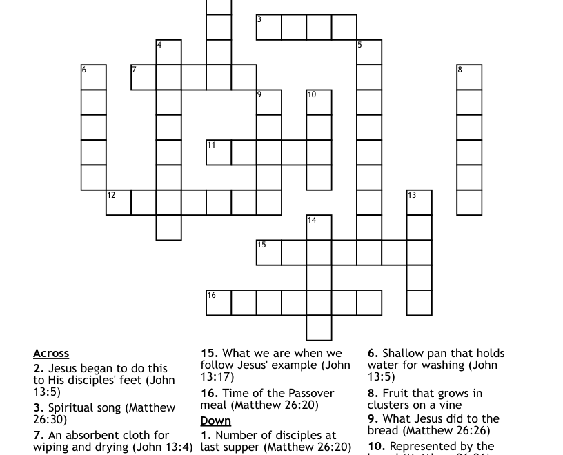 The Last Supper Crossword WordMint