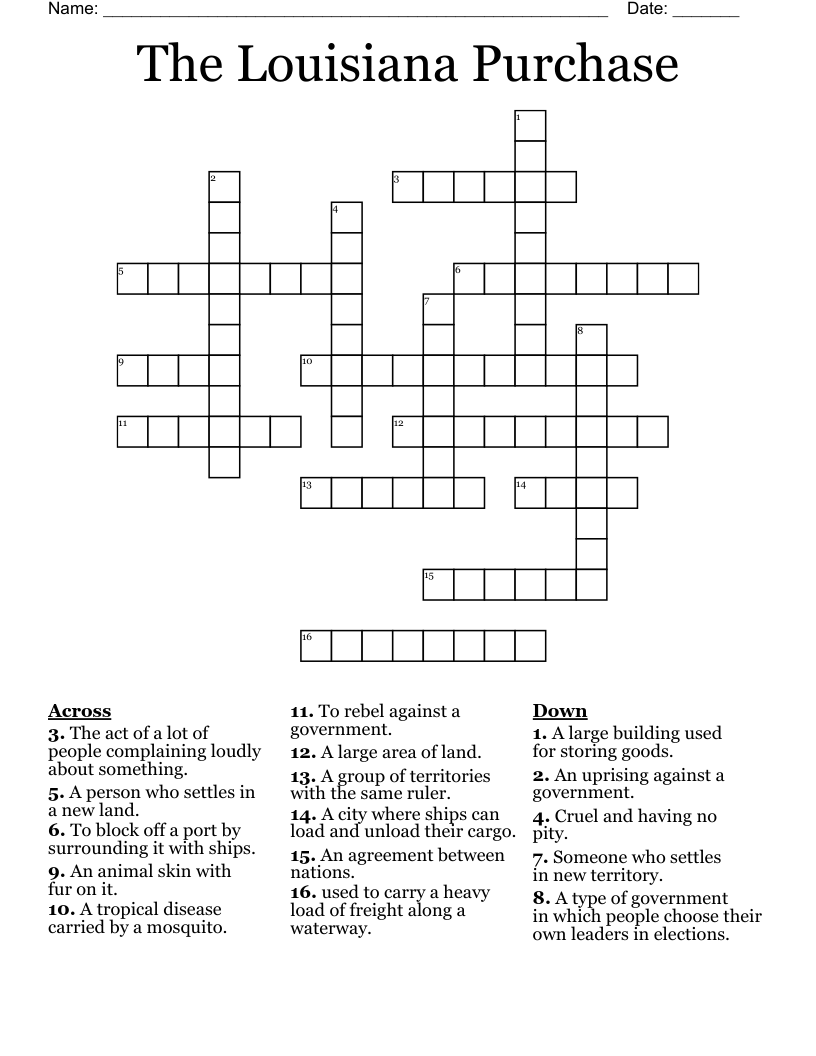 The Louisiana Purchase Crossword WordMint The Louisiana Purchase Crossword WordMint
