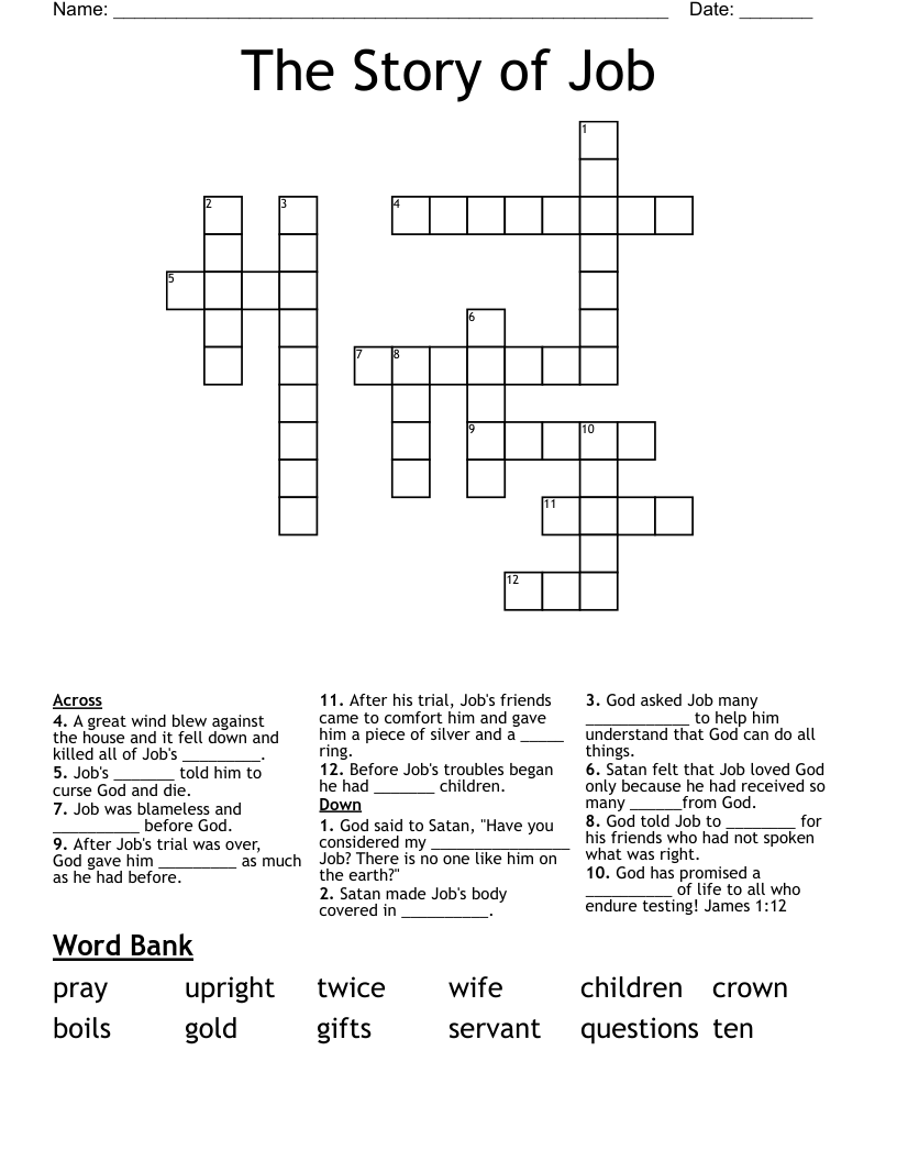 The Story Of Job Crossword WordMint