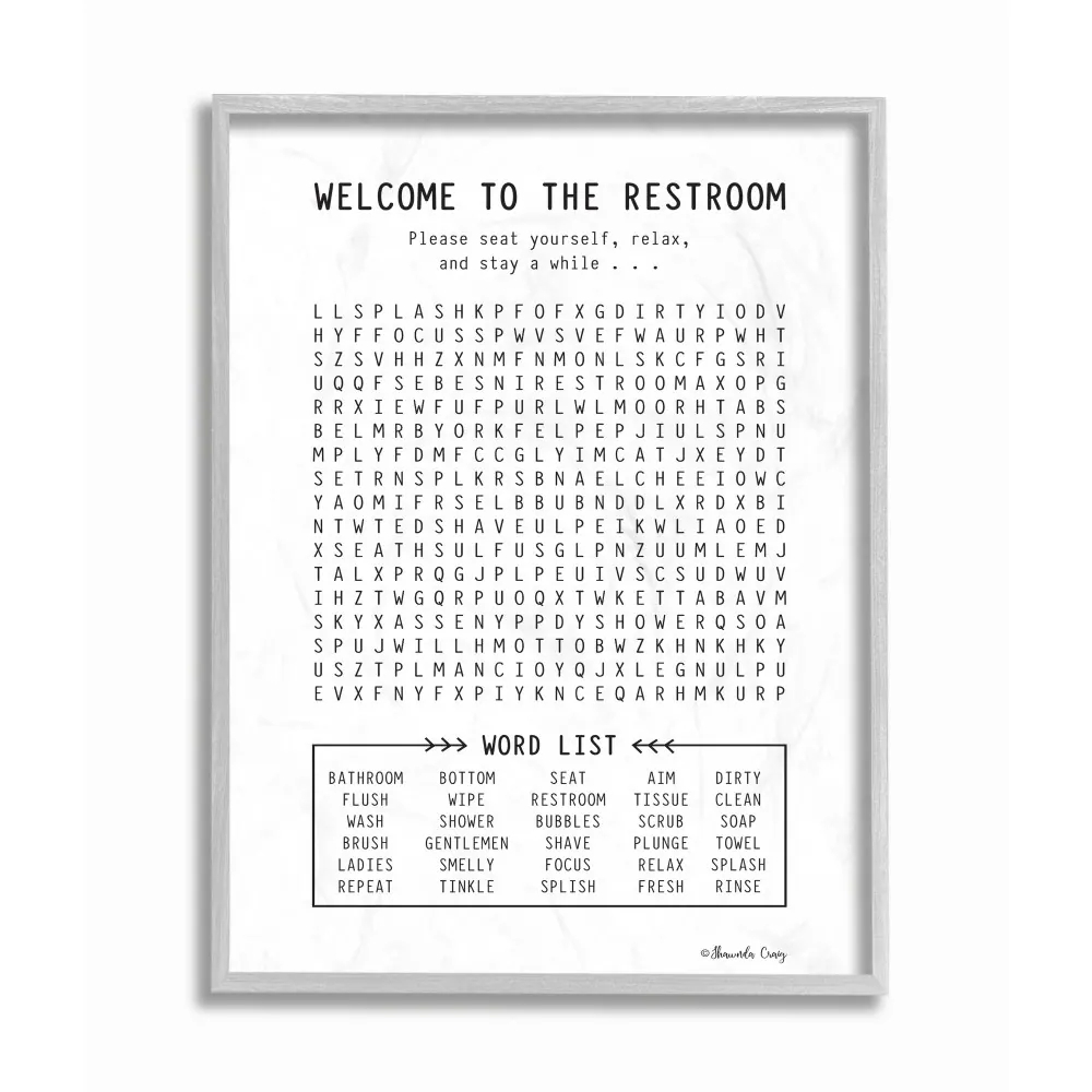 The Stupell Home Decor Black And White Restroom Crossword Puzzle Sign 11 X 14 Proudly Made In USA Multi Color On Sale Bed Bath Beyond 27740114 The Stupell Home Decor Black And White Restroom Crossword Puzzle Sign 11 X 14 Proudly Made In USA Multi Color On Sale Bed Bath Beyond 27740114
