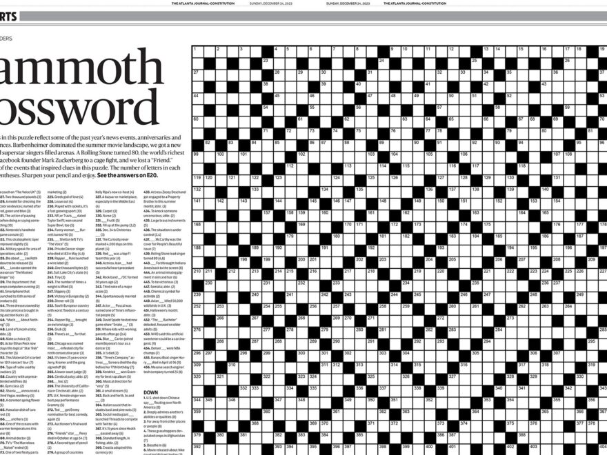 The Year In Review Mammoth Crossword Puzzle In Sunday s Print Edition