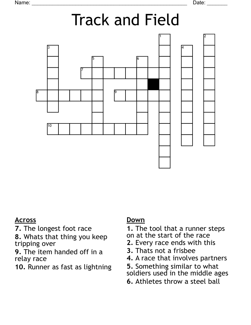 Track And Field Crossword WordMint Track And Field Crossword WordMint