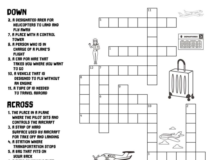 Travel Crossword Puzzle Beeloo Printable Crafts And Activities For Kids