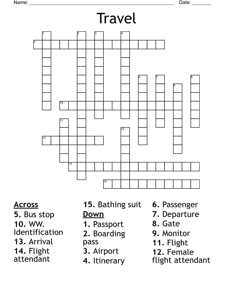 Travel Crossword WordMint Travel Crossword WordMint