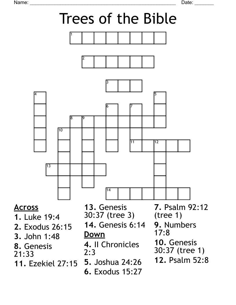 Trees Of The Bible Crossword WordMint Trees Of The Bible Crossword WordMint