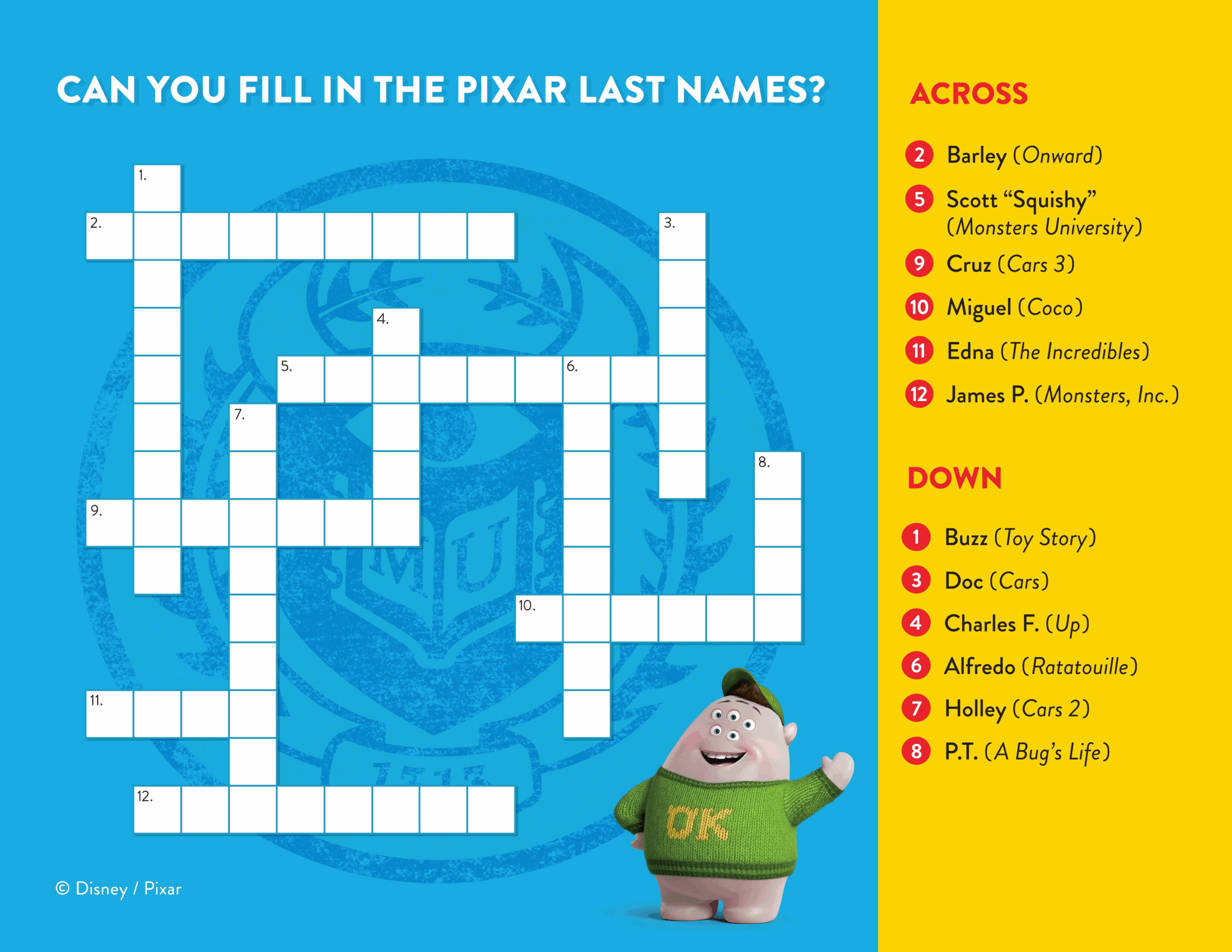 Try A Pixar Crossword Puzzle Disney News Try A Pixar Crossword Puzzle Disney News