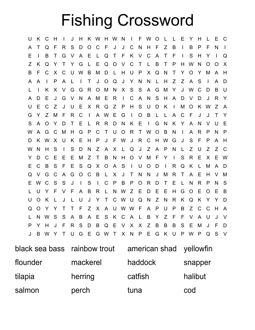 Types Of Fish Word Search WordMint Types Of Fish Word Search WordMint