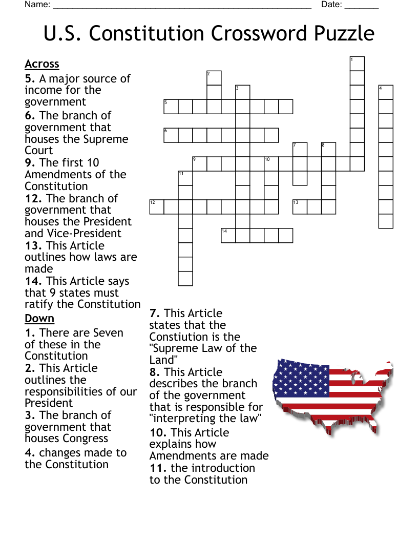 U S Constitution Crossword Puzzle WordMint U S Constitution Crossword Puzzle WordMint