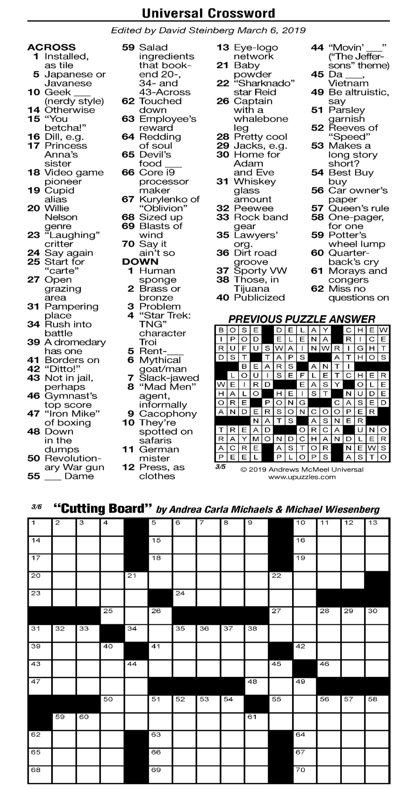 Universal Crossword The Arkansas Democrat Gazette Arkansas Best News Source Universal Crossword The Arkansas Democrat Gazette Arkansas Best News Source