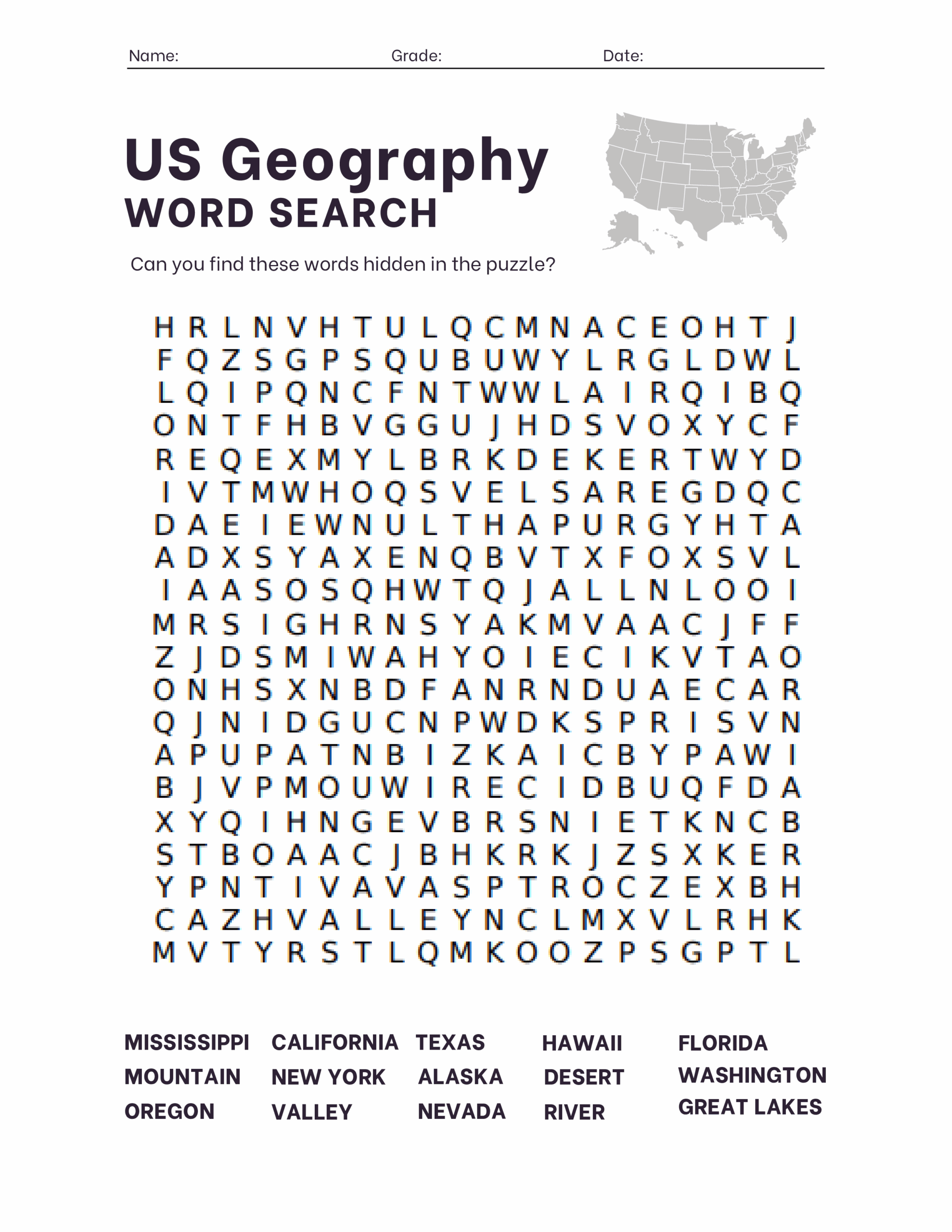 Geography Crossword Printable Middle School
