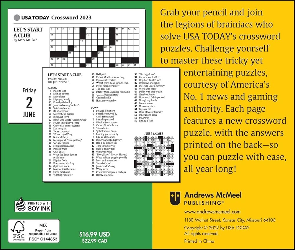 USA Today Crossword Puzzles 2023 Day to Day Calendar USA TODAY 9781524875374 Amazon Books USA Today Crossword Puzzles 2023 Day to Day Calendar USA TODAY 9781524875374 Amazon Books