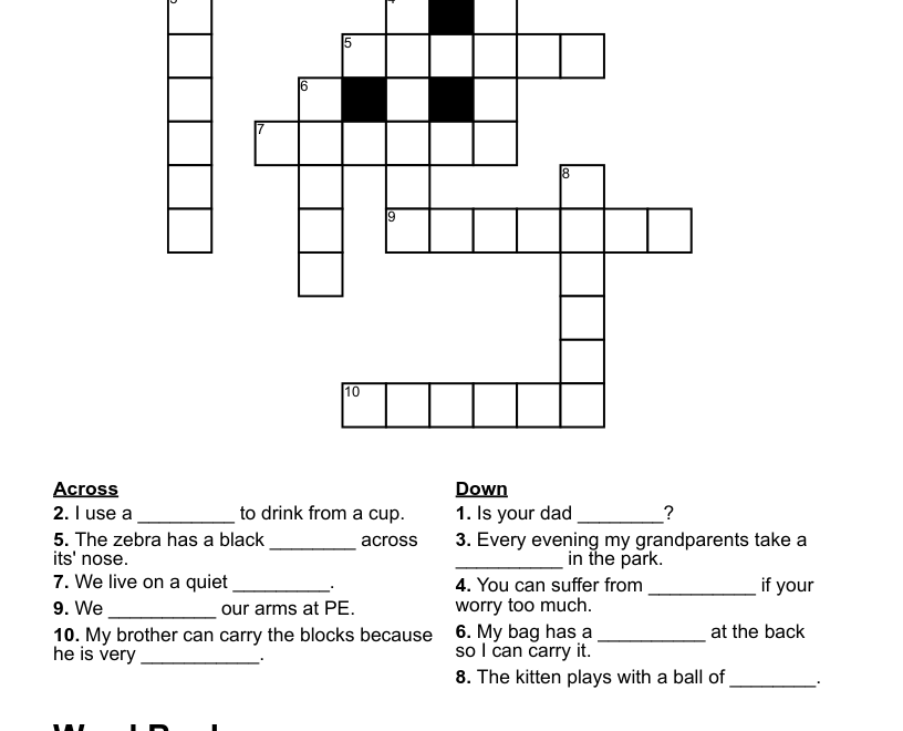 Use Your Phonic Words From The Word Bank To Fill In The Crossword Puzzle WordMint