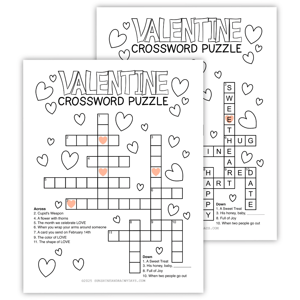 Valentine Crossword Puzzle Sunshine And Rainy Days