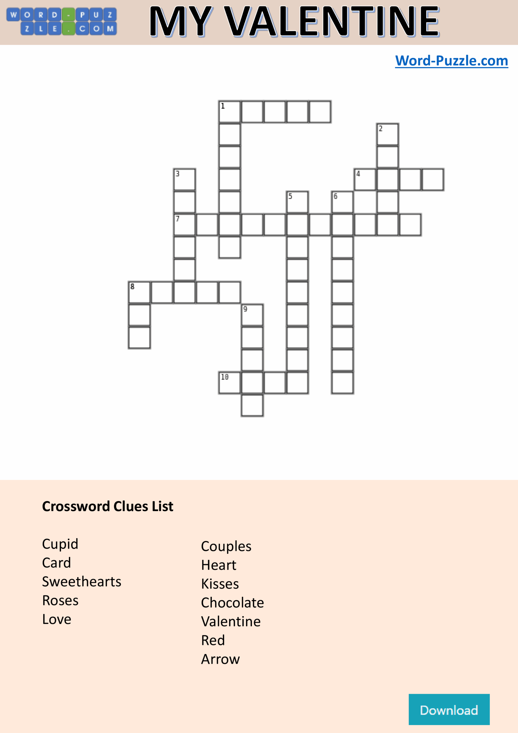 Valentine s Day Crossword Puzzle Templates At Allbusinesstemplates Valentine s Day Crossword Puzzle Templates At Allbusinesstemplates