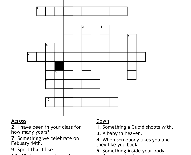 Valentines Day Crossword Puzzel WordMint