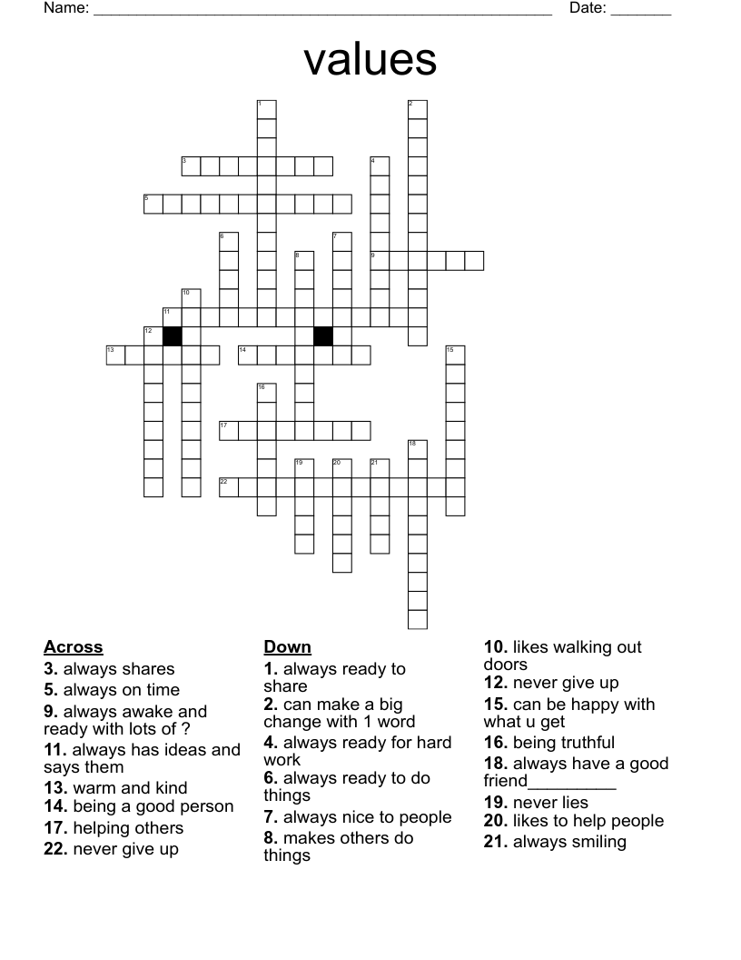 Values Crossword WordMint