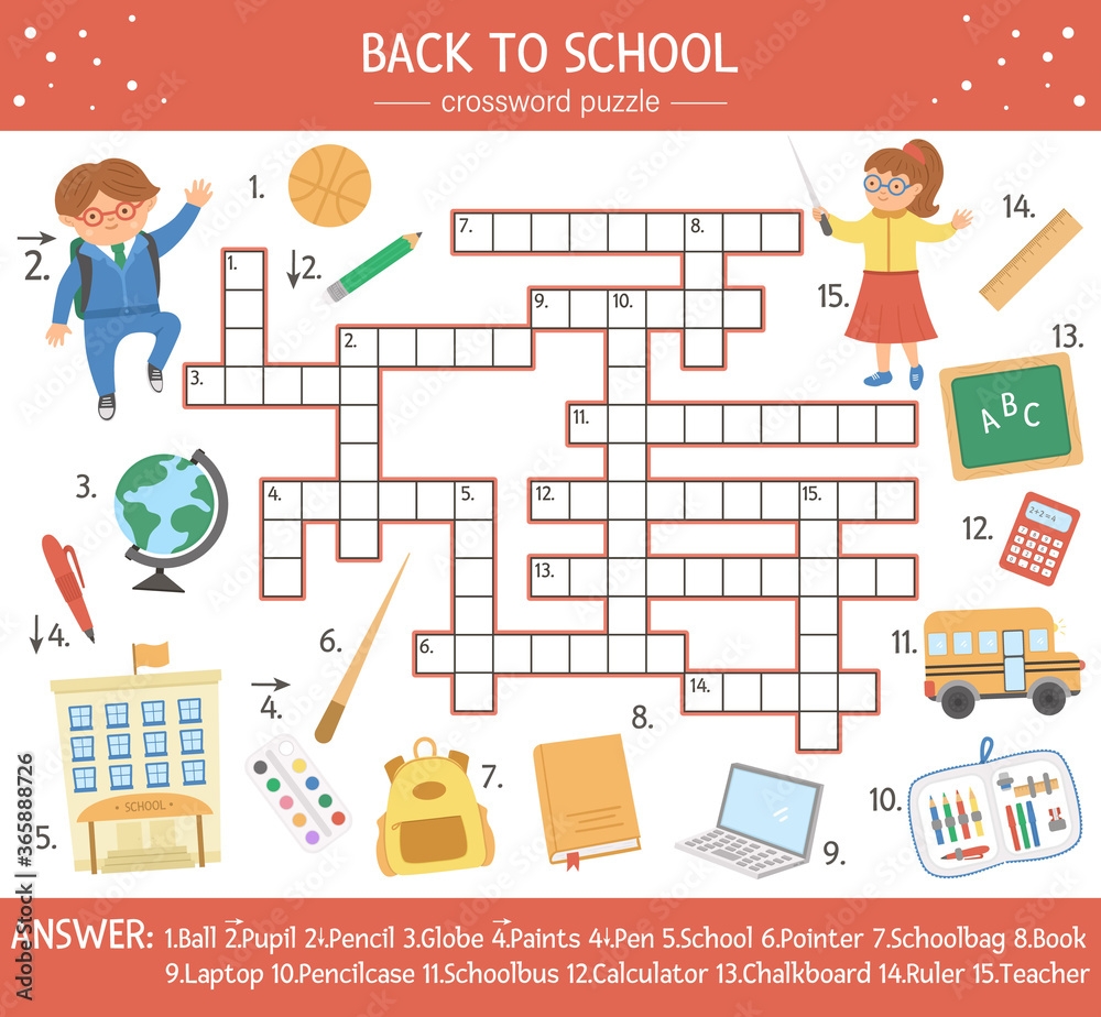 Vector Back To School Crossword Puzzle For Kids Simple Quiz With School Objects For Children Educational Autumn Activity With Cute Funny Elements Teacher Pupil Stock Vector Adobe Stock Vector Back To School Crossword Puzzle For Kids Simple Quiz With School Objects For Children Educational Autumn Activity With Cute Funny Elements Teacher Pupil Stock Vector Adobe Stock