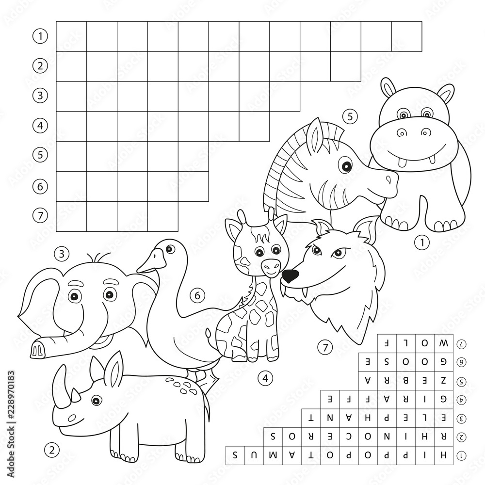 Vector Crossword Coloring Book Page Education Game For Children About Animals Kids Magazine Coloring Book Word Puzzle Game Worksheet For Kids Printable Version Stock Vector Adobe Stock Vector Crossword Coloring Book Page Education Game For Children About Animals Kids Magazine Coloring Book Word Puzzle Game Worksheet For Kids Printable Version Stock Vector Adobe Stock