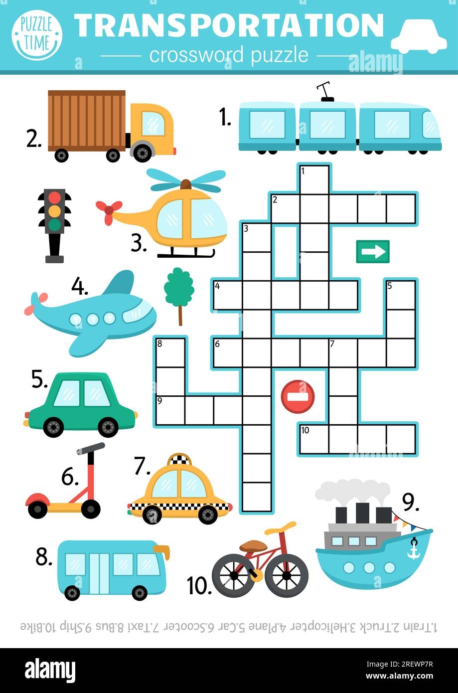 Vector Transportation Crossword Puzzle For Kids Simple Quiz With Car Truck Plane Taxi Ship Bus Scooter Bike Helicopter For Children Cute Edu Stock Vector Image Art Alamy Vector Transportation Crossword Puzzle For Kids Simple Quiz With Car Truck Plane Taxi Ship Bus Scooter Bike Helicopter For Children Cute Edu Stock Vector Image Art Alamy