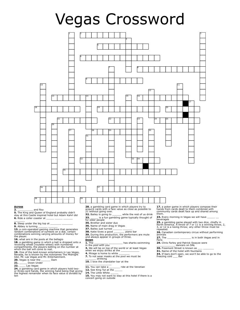 Vegas Crossword WordMint