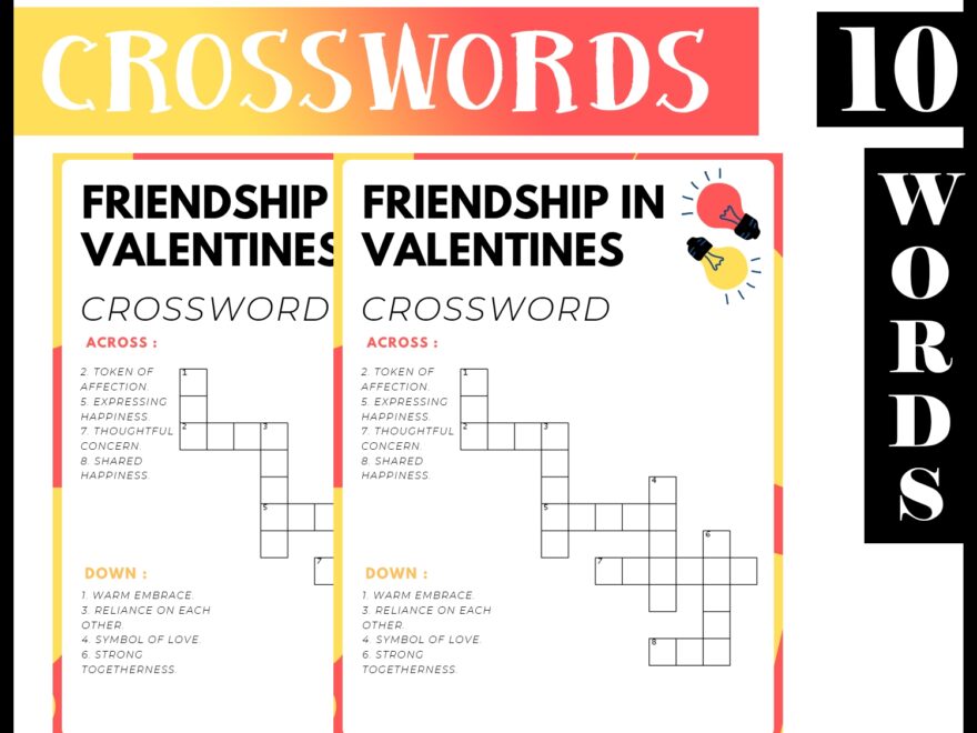 Vintage Valentine s Day No Prep Crossword Puzzle Worksheet Activity For Morning Work Made By Teachers