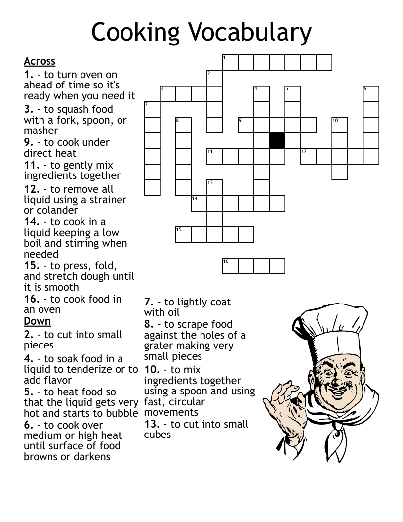 Cooking Crossword Puzzles Printable Cooking Crossword Puzzles Printable
